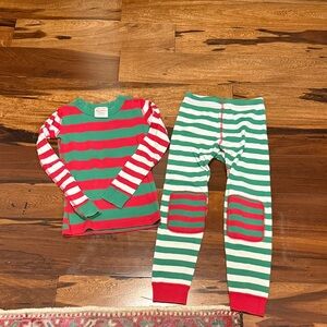 Hanna Andersson Red and Green Striped Kids Pajamas size 6-7